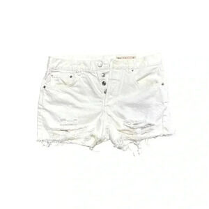 Asos White Distressed Button-fly Denim Jean Shorts